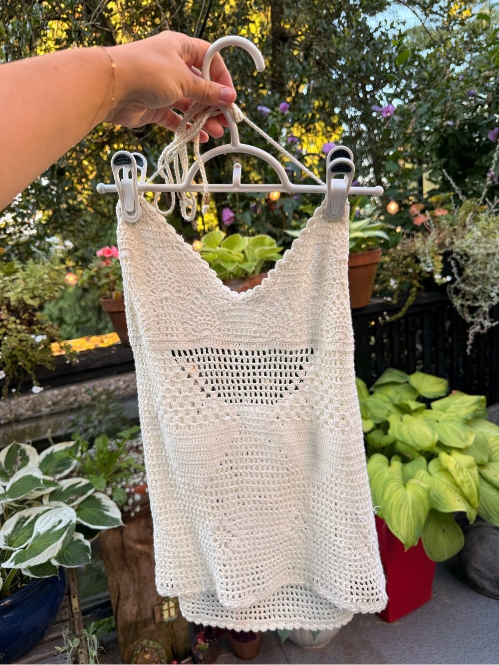 Women’s Ivory Crochet Tank | Size S